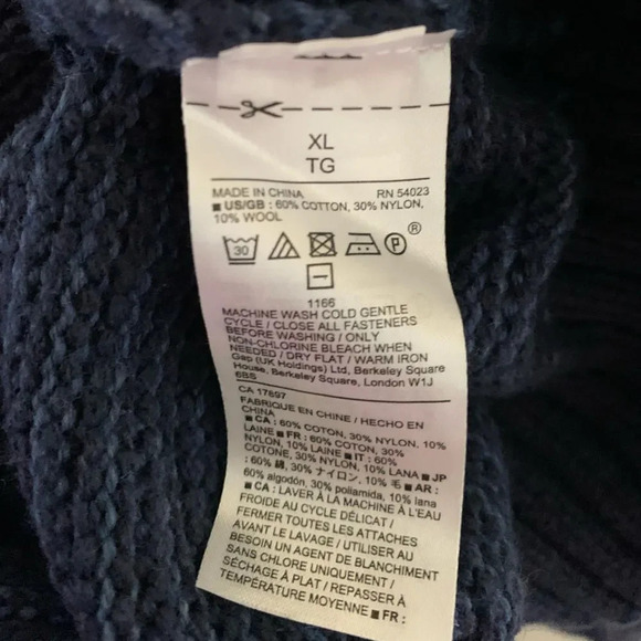 GAP FACTORY Textured Cable Knit Shawl Sweater in Tapestry Navy - Picture 4 of 5